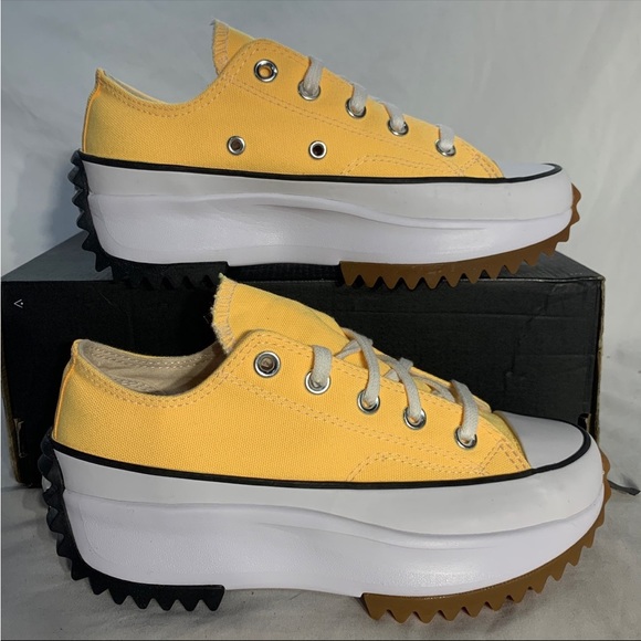 Converse Run Star Hike Ox Citron Yellow White Black Platform Shoes Womans 5.5 - Picture 7 of 8